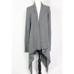 BB Dakota Women’s Plus-size Cardigan Sweater Fenna Stripe Open Black White, 2X